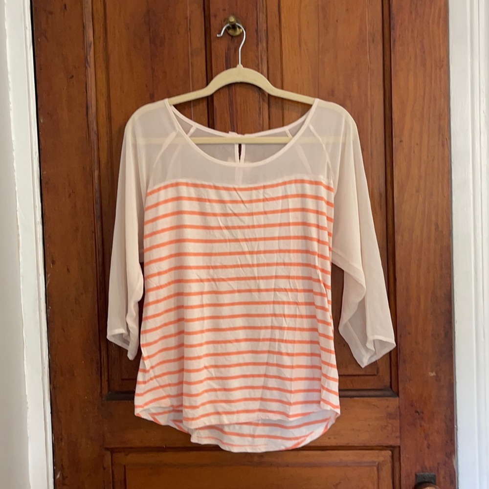 Lauren Conrad Sheer-Sleeved Baseball Tee Blouse